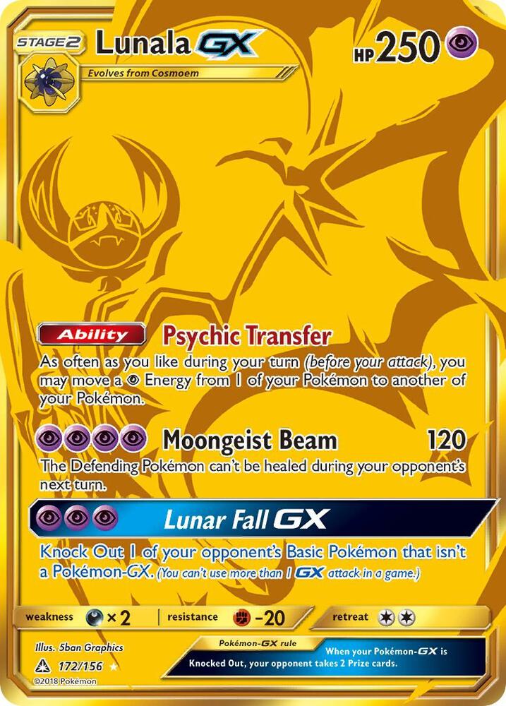 pokemon gold psychic energy card Lunala GX - Psychic