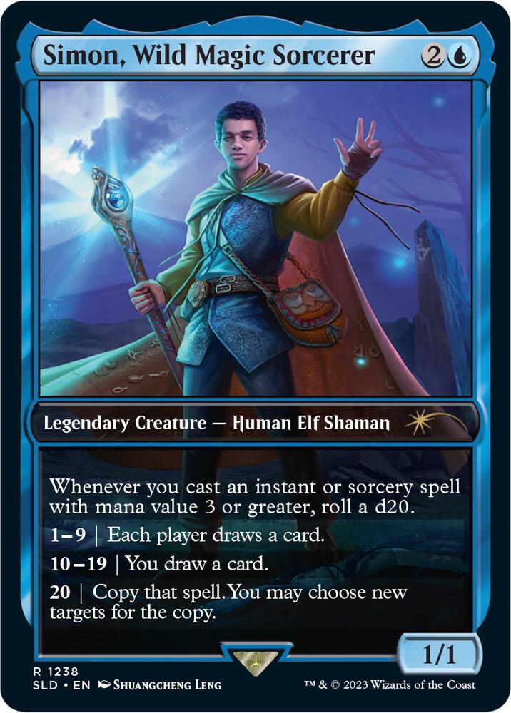 Simon, Wild Magic Sorcerer - Blue - 1238 - Secret Lair Drop Series (SLD) Simon, Wild Magic Sorcerer - Blue - 1238 - Secret Lair Drop Series (SLD)