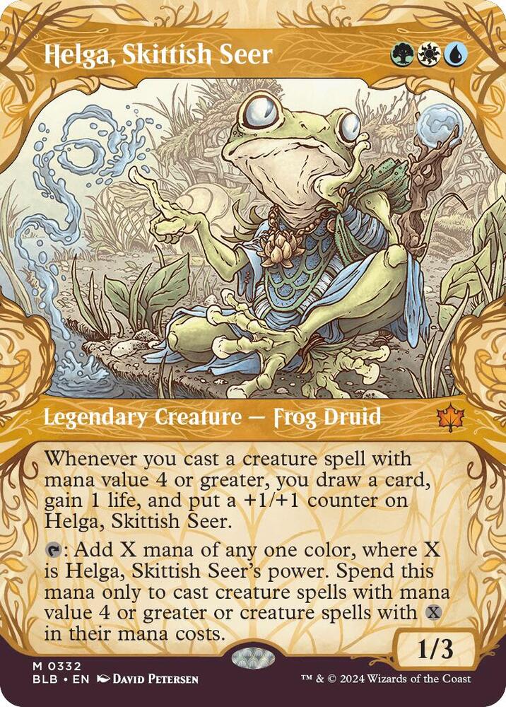 Helga, Skittish Seer - Legendary Creature - Frog Druid - Green - White - Blue