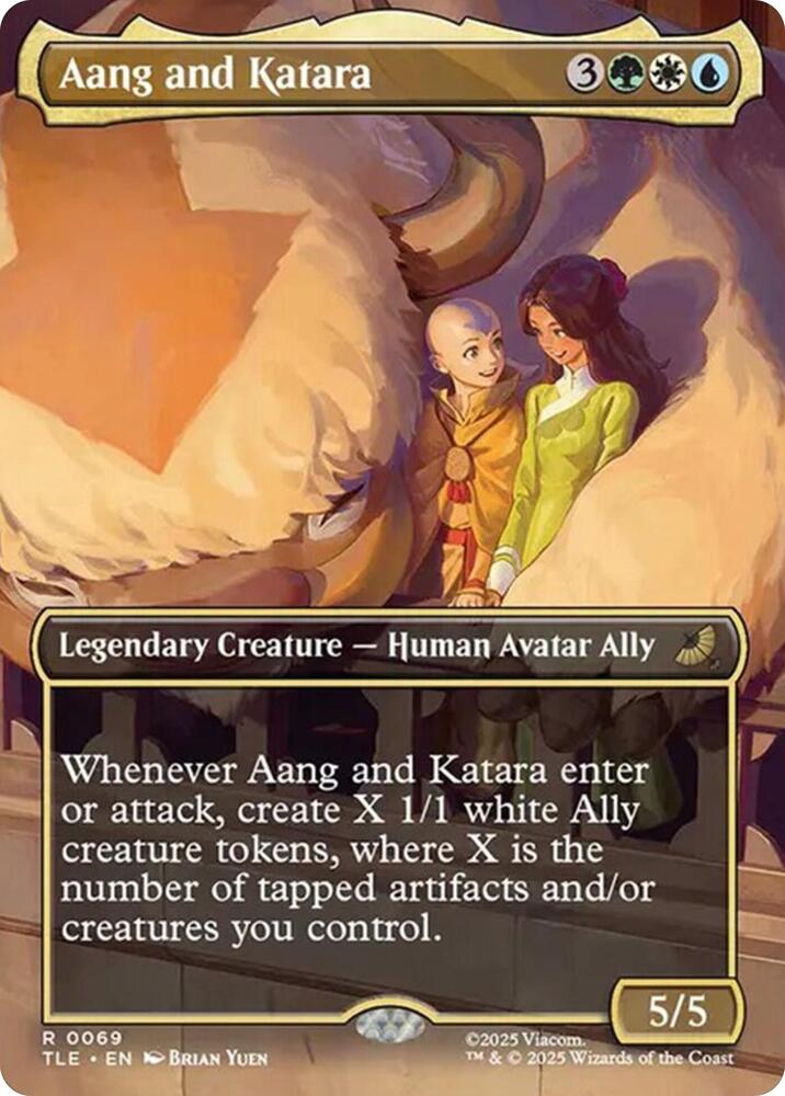 Aang and Katara - Green/White/Blue - 0069 (NM)(Foil)(Borderless)