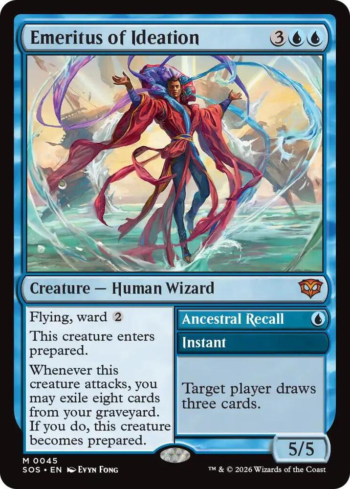 mtg blue god card Magic the Gathering Secrets of Strixhaven Mythic Rare Emeritus of Ideation // Ancestral Recall #45 (Pre-Order ships April 24th)