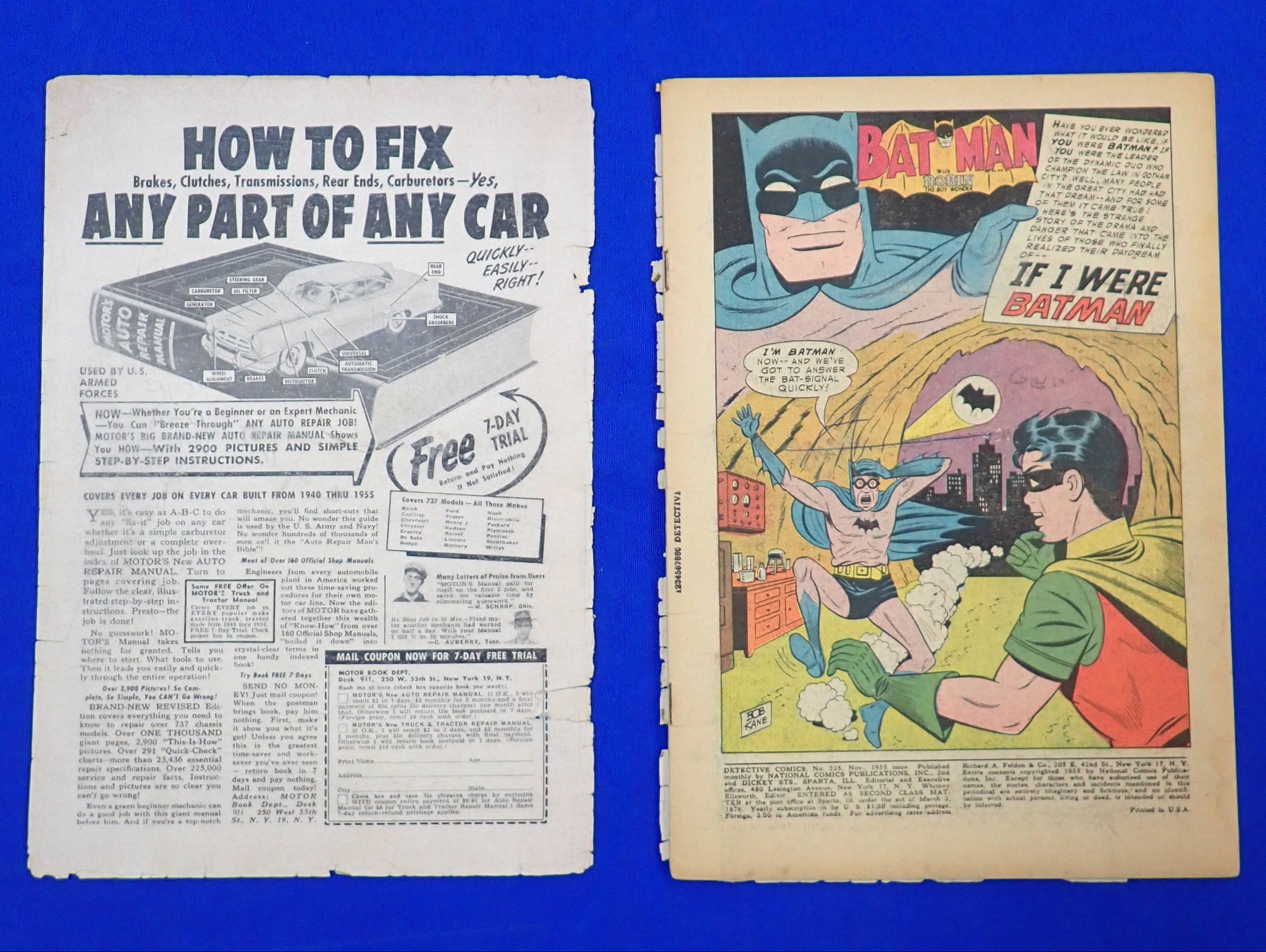 Detective Comics #225 (1955) - PR (.5) - Front & Back Cover Detached - 1st Martian Manhunter