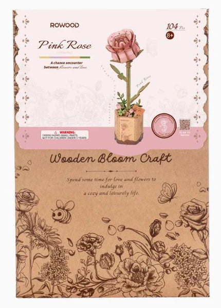 Rowood DIY Wooden Flower Kit  - Pink Rose