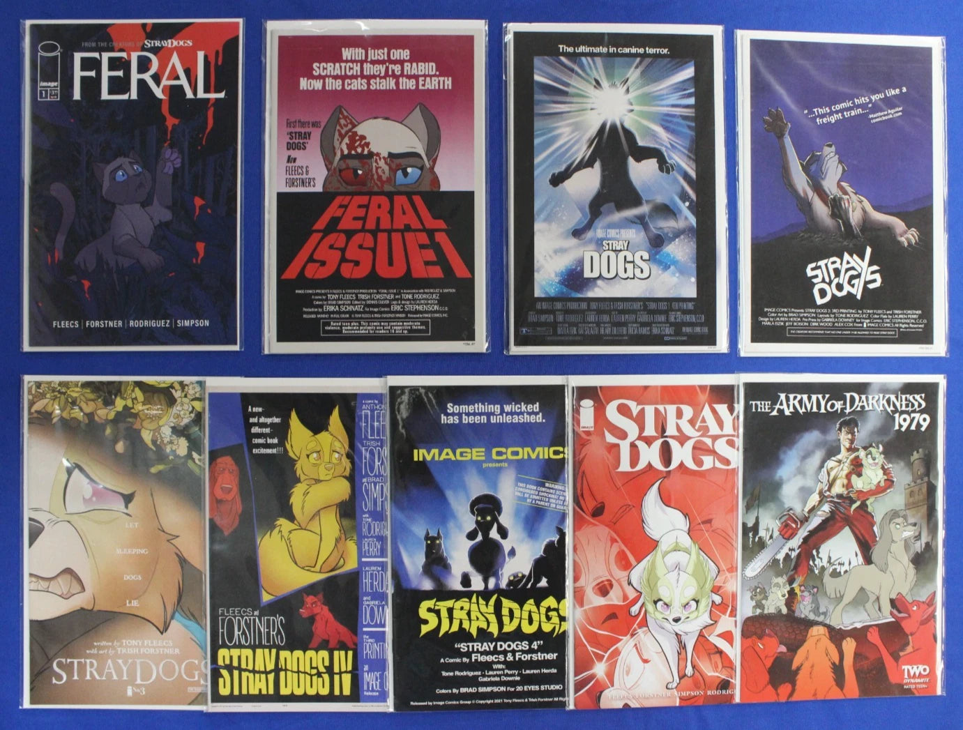 Feral #1 A & B Cover + Stray Dogs #1-5 + AOD 1979 #2 Lot of 9 VF/NM