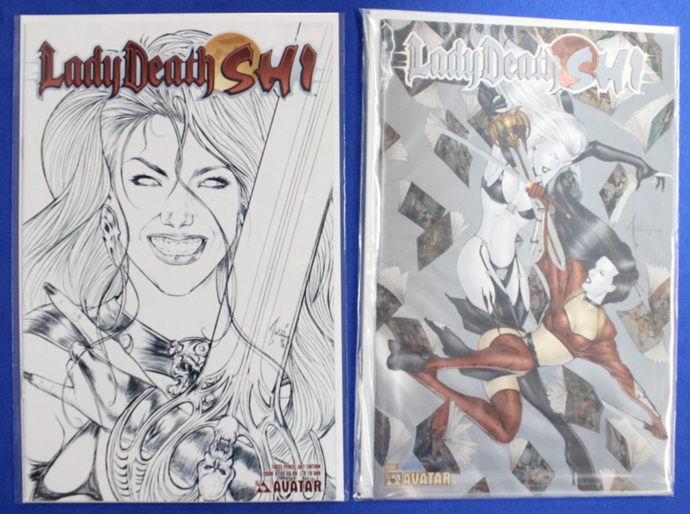 Lady Death Shi #0 Pencil LTD 500 & #2 Platinum VF/NM