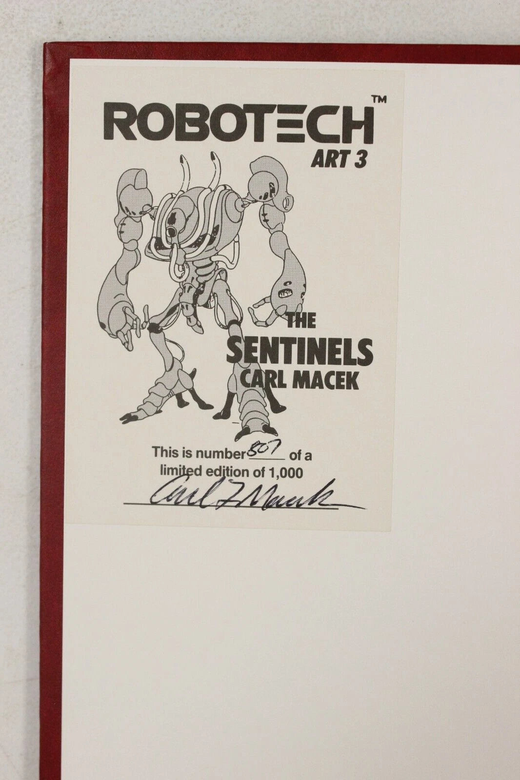 Robotech Art Vol 3 The Sentinels HC Hardcover w/ Slipcase LTD #807/1000