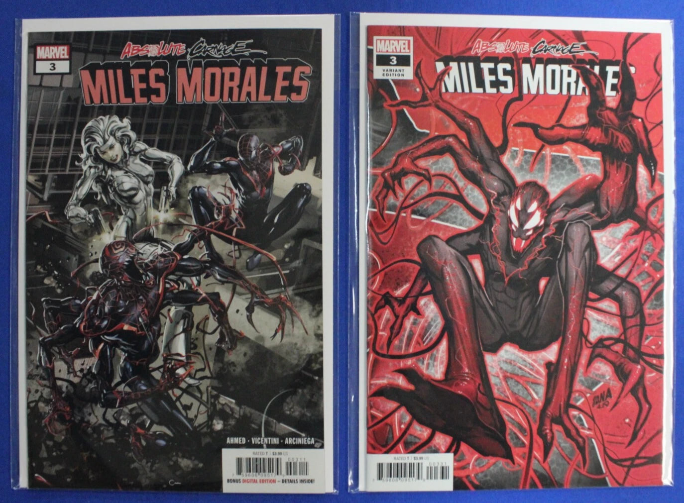 Absolute Carnage Miles Morales #1-3 + David Nakayama Connecting Variants Complete Set VF/NM