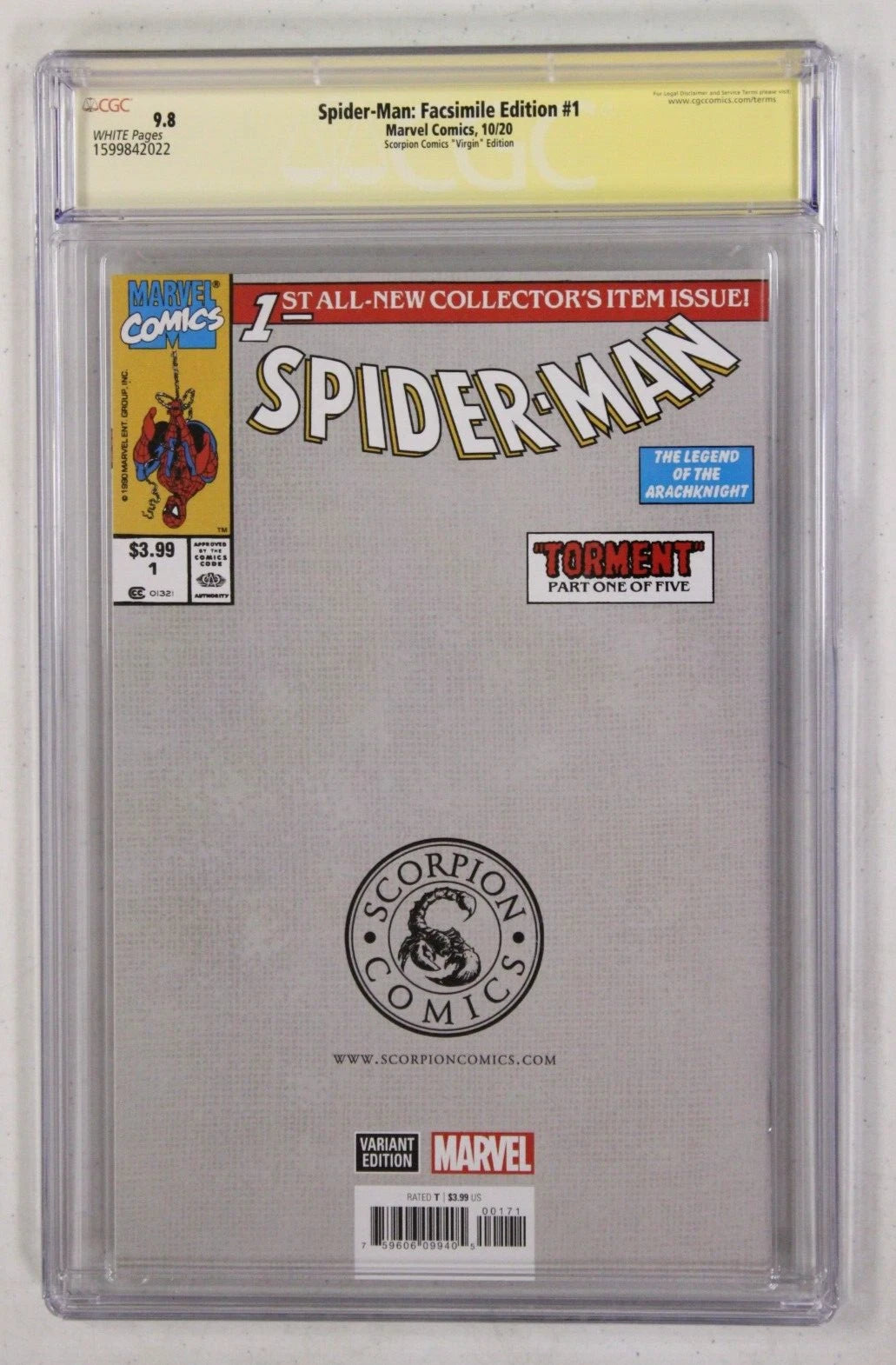 Spider-Man #1 Facsimile Clayton Crain Virgin Variant CGC SS 9.8