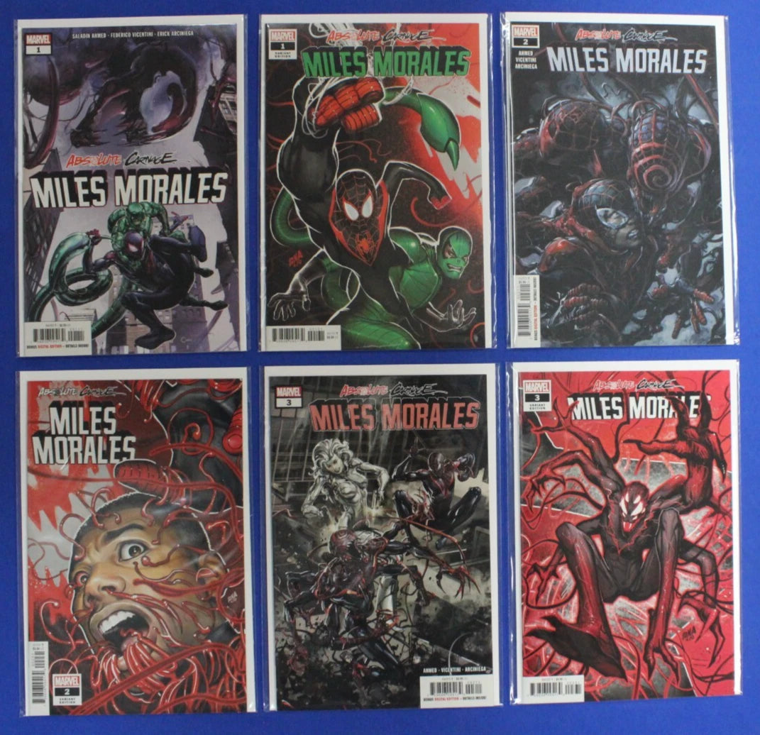Absolute Carnage Miles Morales #1-3 + David Nakayama Connecting Variants Complete Set VF/NM