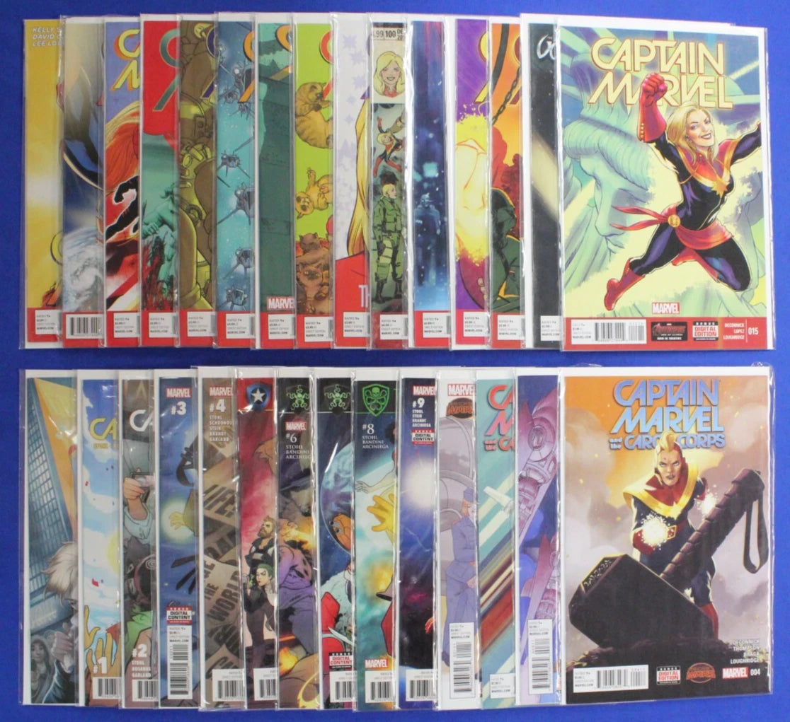 Captain Marvel #1-15 + Mighty #0-9 + Carol Corps #1-4 Complete Sets VF/NM