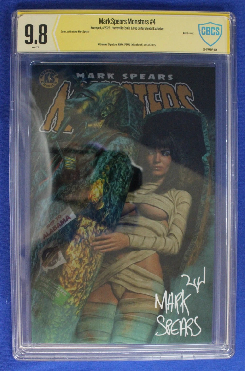 Mark Spears Monsters #4 Metal Cover CBCS 9.8 NM/M SIGNED