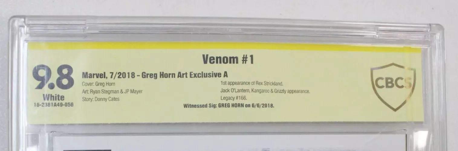 Venom #1 Greg Horn Art Exclusive A Variant CBCS 9.8 NM/M