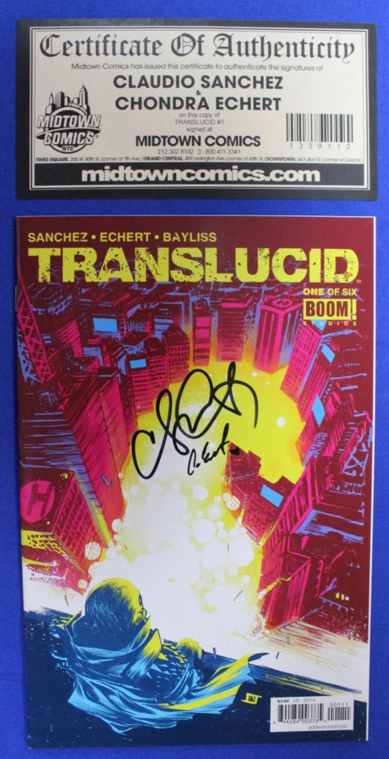 Translucid #1 SIGNED x2 Claudio Sanchez & Chondra Echert w/ COA VF/NM