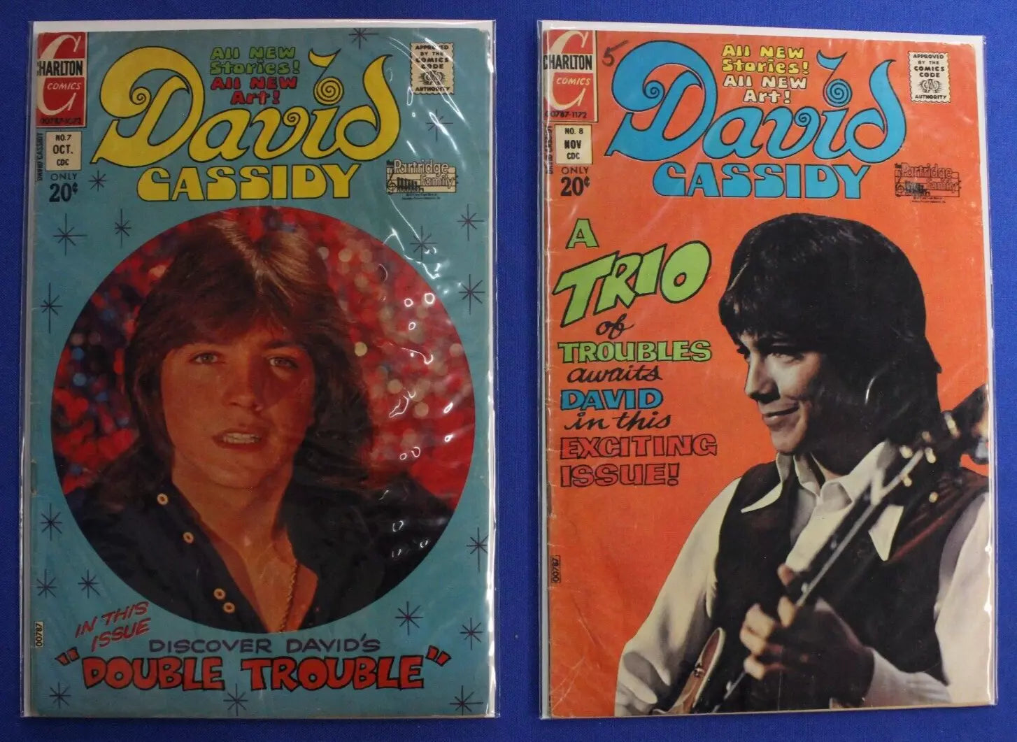 David Cassidy #7 & #8 1972 Charlton 7 VG/FN 8 GD