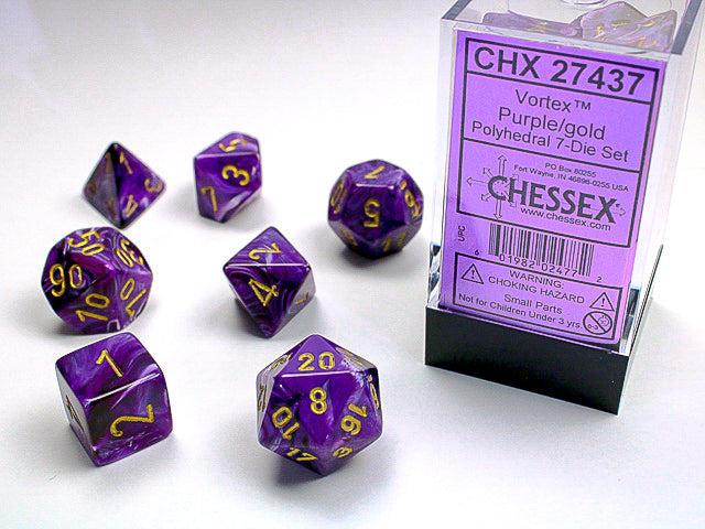 Vortex® Purple/gold Polyhedral 7-Dice Set