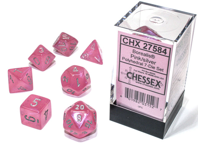 Borealis® Polyhedral Pink/silver 7-Die Set