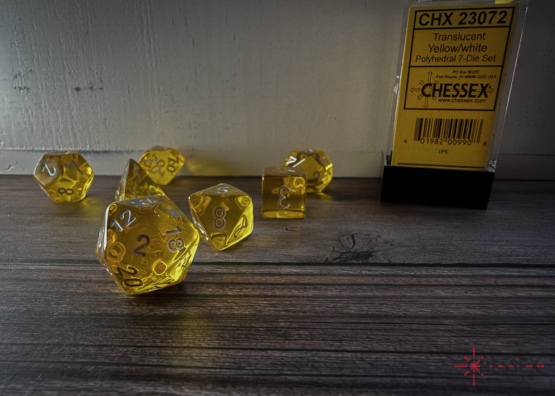 Translucent Yellow/white Polyhedral 7-Die Set