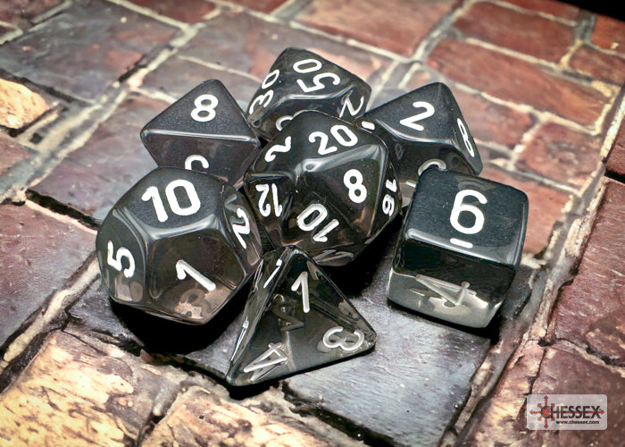 Translucent Smoke/white Polyhedral 7-Dice Set