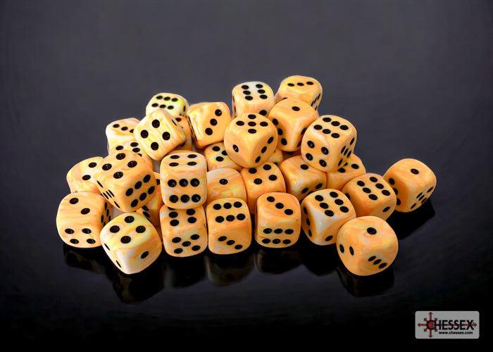 Festive® Sunburst™/black 12mm d6 w/pips Dice Block™