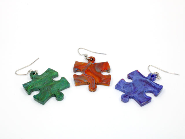Hook Earrings Scarab Puzzle Piece Pair (Assorted Colors)