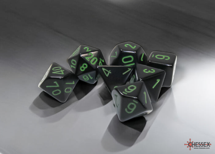 Opaque Black/green Polyhedral 7-Dice Set