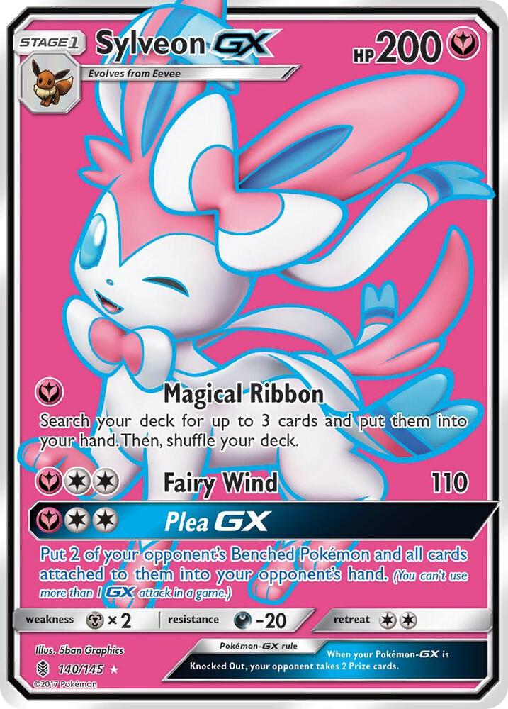 pokemon cards sylveon Sylveon GX - Fairy - 140/145 (MP) (Holofoil) (Full Art) - SM