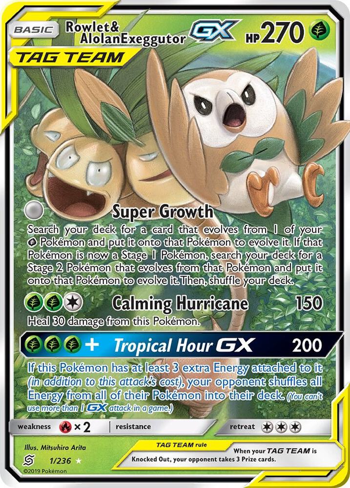 Rowlet & Alolan Exeggutor GX - Grass