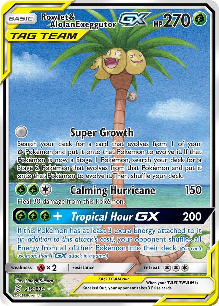 Rowlet & Alolan Exeggutor GX - Grass