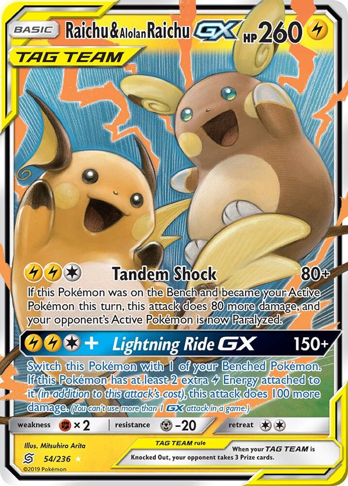 Raichu & Alolan Raichu GX - Lightning - Tag Team