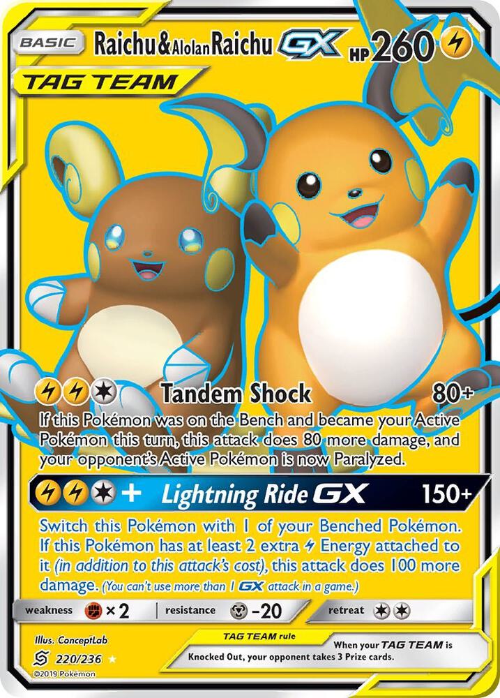 Raichu & Alolan Raichu GX - Lightning - Tag Team