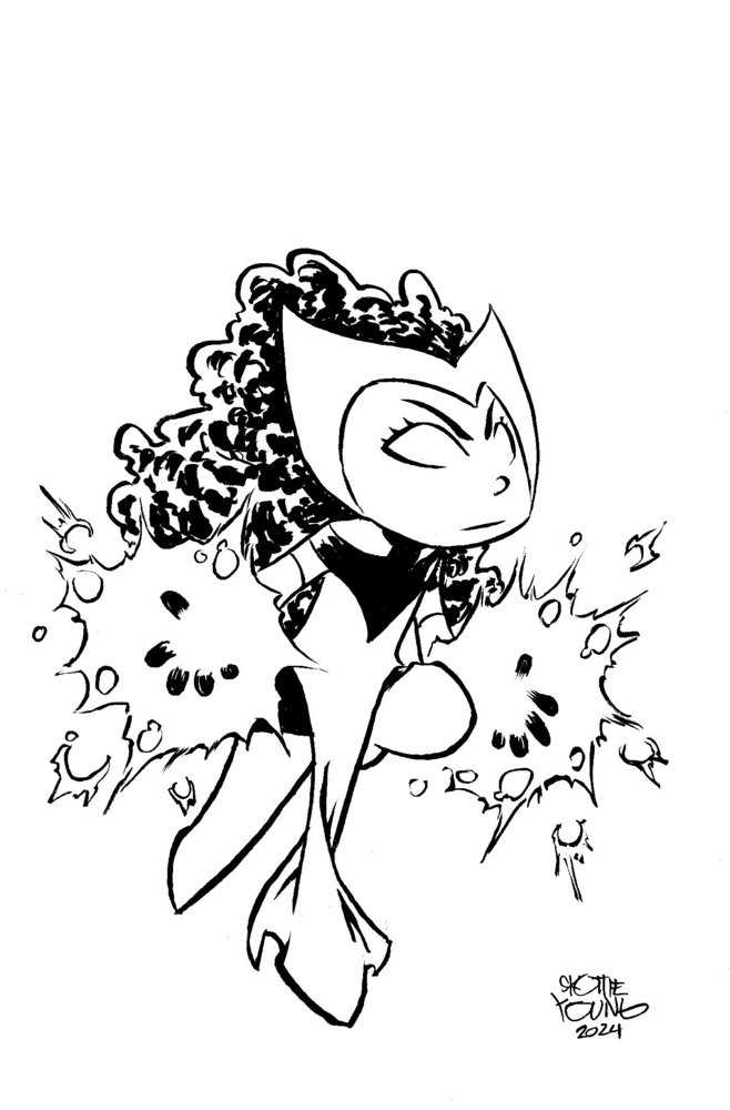 Scarlet Witch #1 1:50 Skottie Young's Big Marvel Virgin Black And White Variant