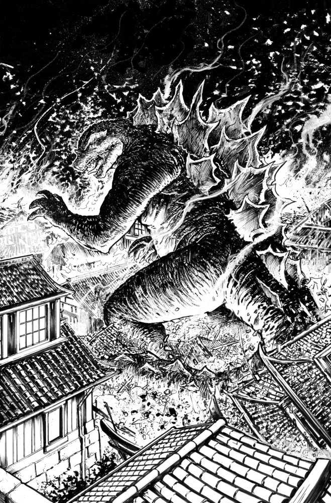 Godzilla: Here There Be Dragons II--Sons Of Giants #1 Variant Ri (10) (Smith Black & White) *Damaged*