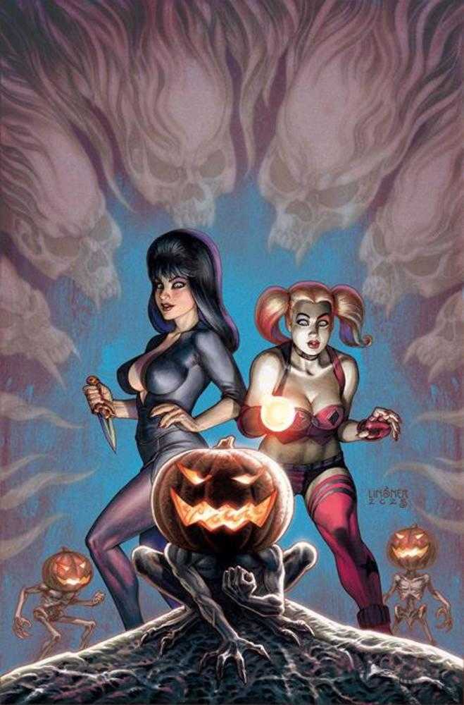 Harley Quinn X Elvira #1 1:30 Cover T Joseph Michael Linsner Full Art Variant