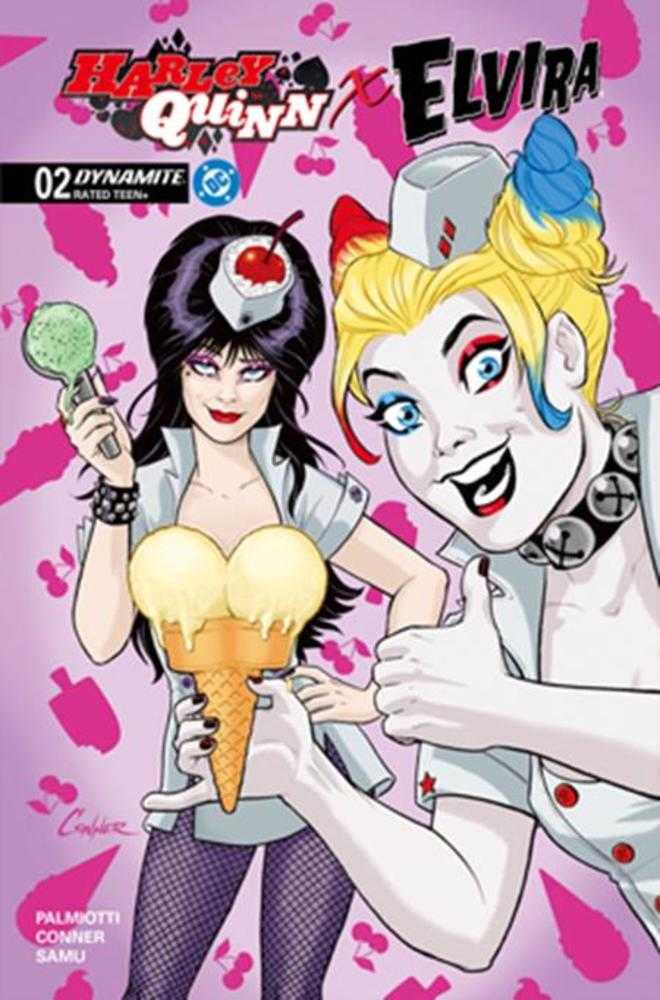 Harley Quinn X Elvira #2 1:15 Cover N Amanda Conner Ice Cream Foil Variant