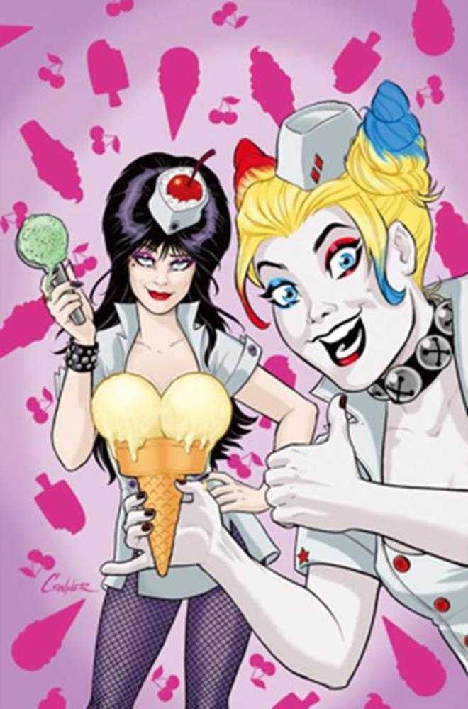 Harley Quinn X Elvira #2 1:20 Cover P Amanda Conner Ice Cream Foil Full Art Variant