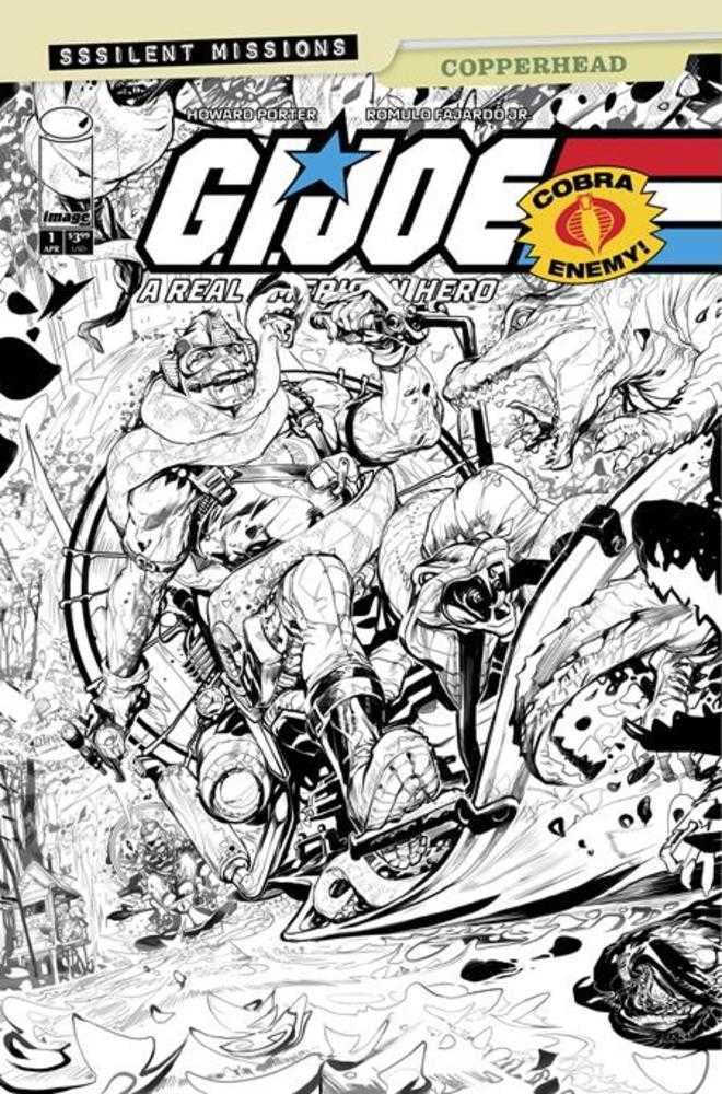 G.I. Joe A Real American Hero Sssilent Missions Copperhead #1 (One Shot) 1:10 Cover C Howard Porter Black & White Variant