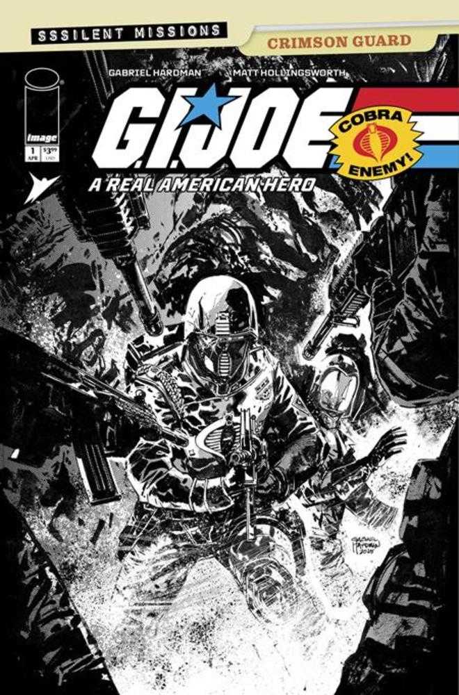 G.I. Joe A Real American Hero Sssilent Missions Crimson Guard #1 (One Shot) 1:10 Cover C Gabriel Hardman Black & White Variant