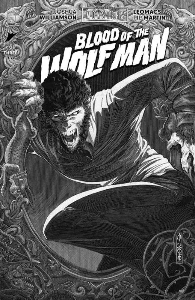 Universal Monsters Blood Of The Wolf Man #3 (Of 4) 1:25 Cover D Evan Cagle Black & White Classic Horror Variant