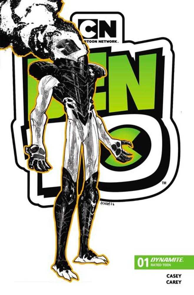 Ben 10 #1 3rd Printing 1:7 Cover B Robert Carey Black & White Variant