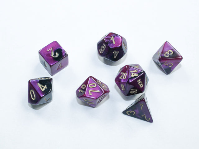 Gemini® Mini-Polyhedral Black-Purple/gold 7-Die Set