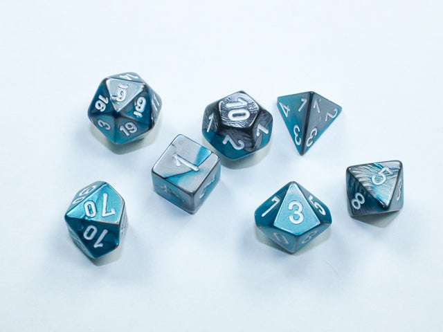 Gemini® Mini-Polyhedral Steel-Teal/white 7-Die Set
