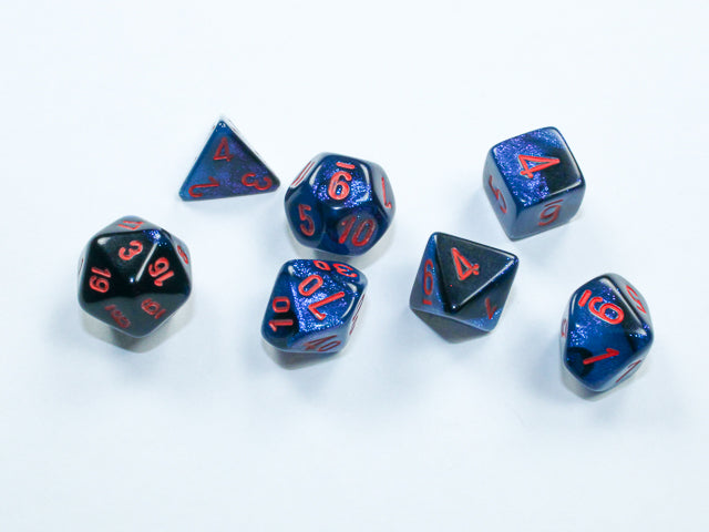 Gemini® Mini-Polyhedral Black-Starlight™/red 7-Die Set