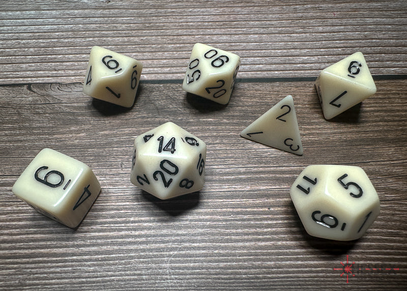 Opaque Polyhedral Ivory/black 7-Die Set
