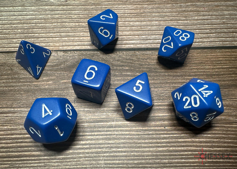Opaque Polyhedral Blue/white 7-Die Set