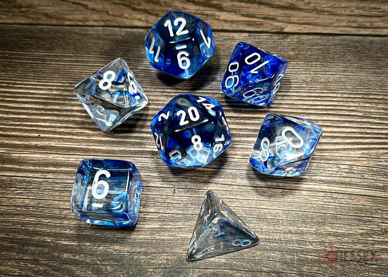 Nebula® Polyhedral Dark Blue/white 7-Die Set