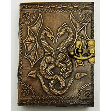 Double Dragon Antique Finish Embossed Leather Journal
