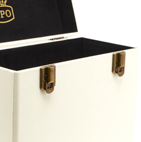 GPO Retro  12" Vinyl Record Case 35 Cnt Capacity Removable Lid - Cream / Tan