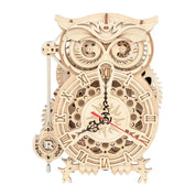 3D Mechanical DIY Wooden Puzzle: Working Owl Clock