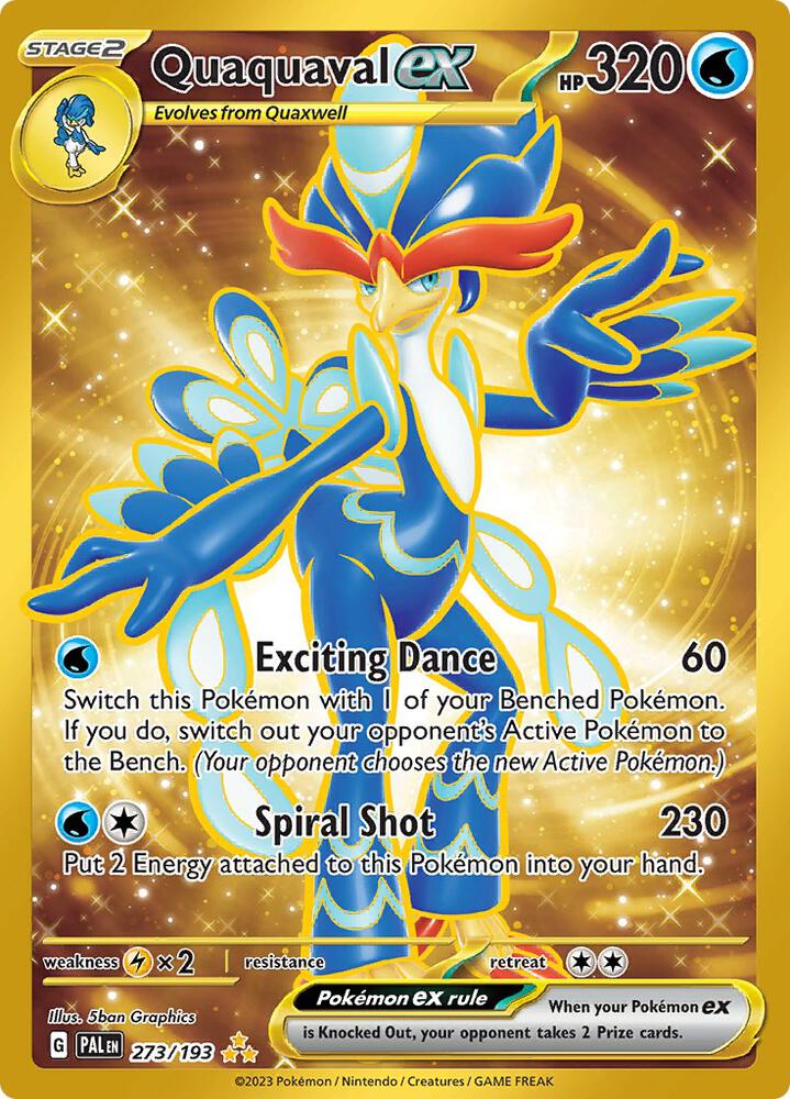 gold water energy pokemon card Quaquaval EX