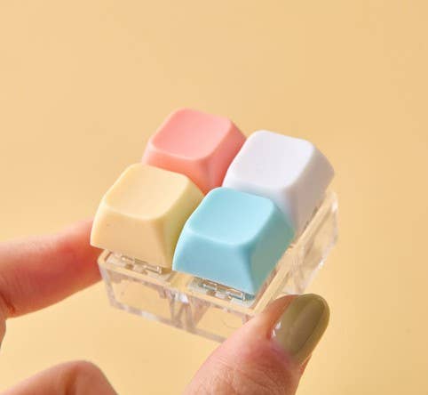 Pastel/Clear LED Tetris  Clicker Keyboard Keycap Keychain